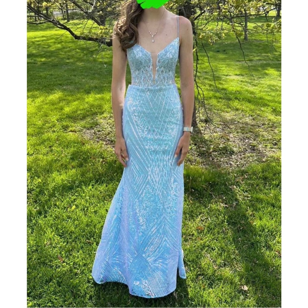 Clarisse Sky Blue Sequin Gown